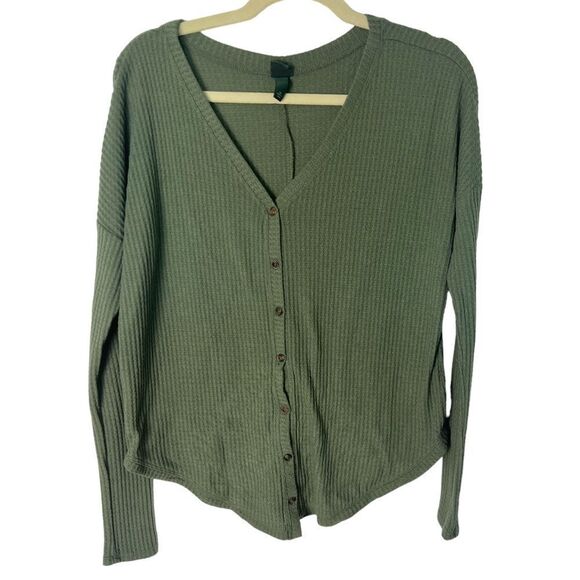 Wild Fable Waffle Knit Button Front Tie Up Shirt - Picture 1 of 7